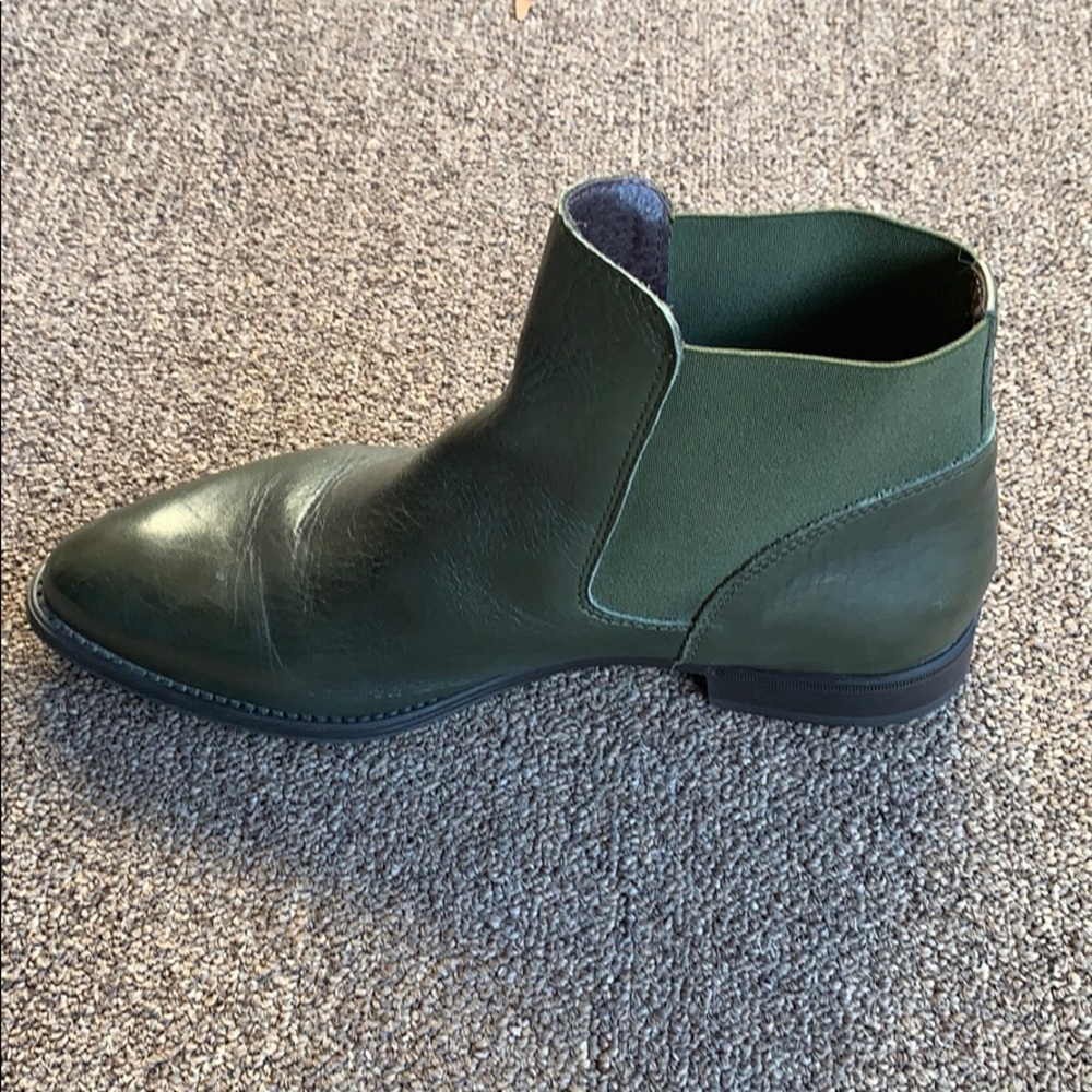 Olive vegan leather ankle boot